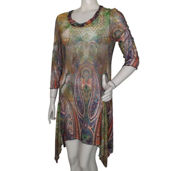 COCO + CARMEN Dress, S/M, Mesh,Color Snake/Paisley Print, Asymmetrical/Sharkbite - Picture 4 of 12